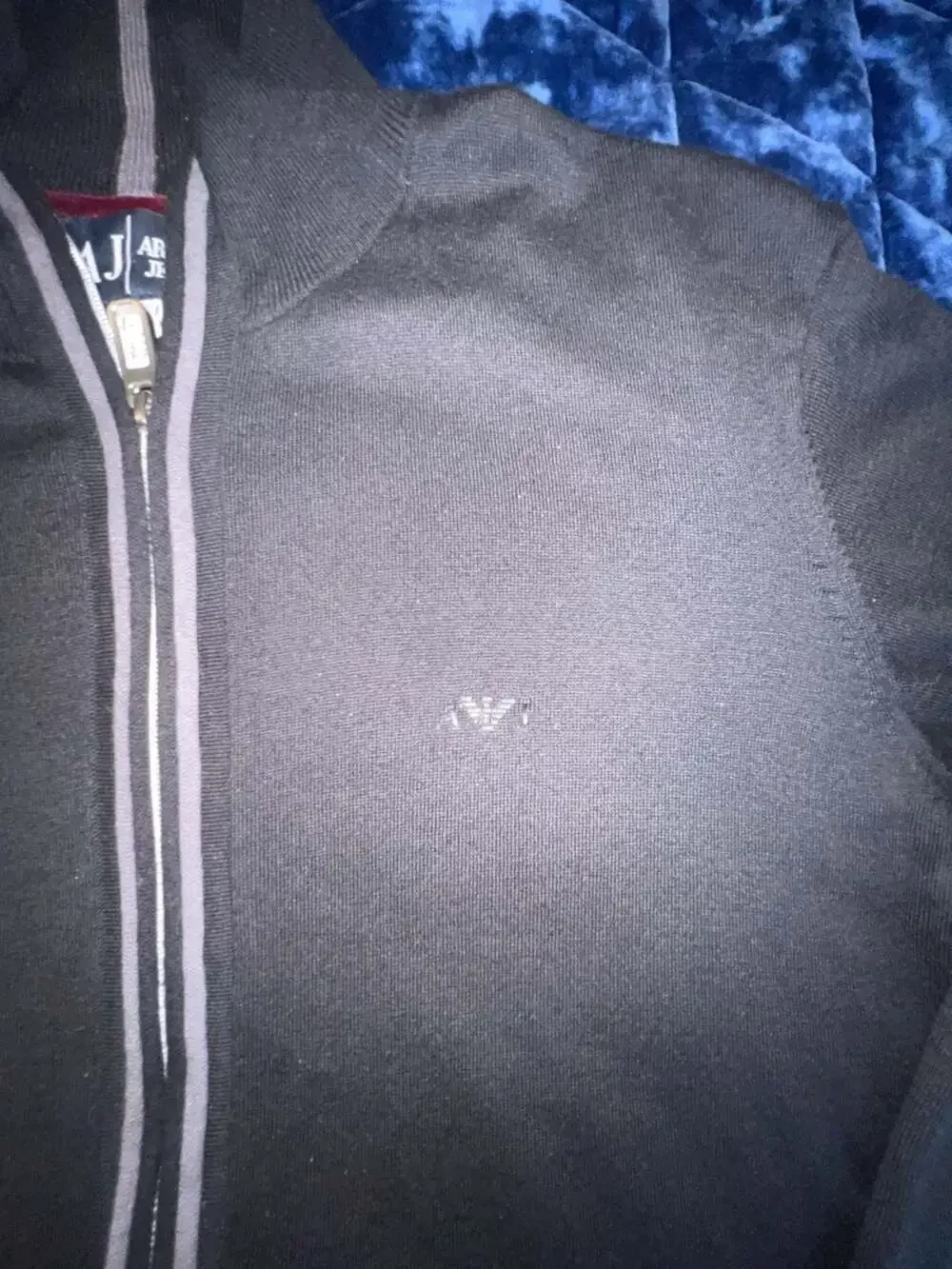 Armani Jeans Men's Full-Zip Knit Mock Neck Jacket